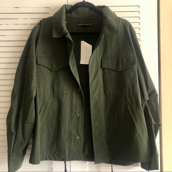 Zara Jackets & Coats Zara Army Jacket With Sequin Back Poshmark